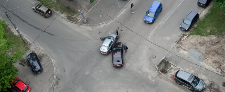 Intersection accident on the road with two car