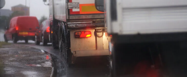 A truck in traffic